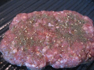 lamb burger with zaatar cooking