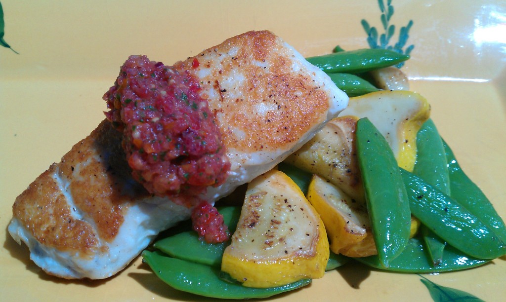 Halibut with Savory Tomato Salsa